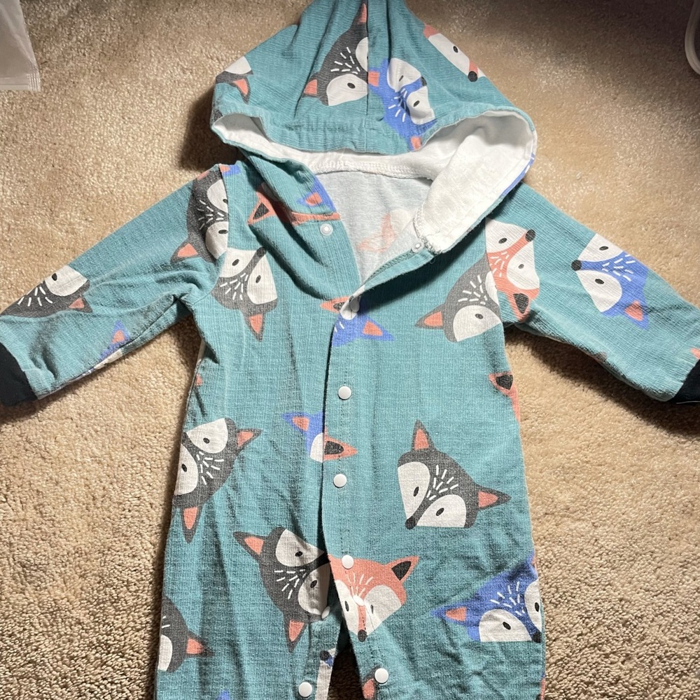 Lovely Fox Hooded Long-sleeve Romper 0-6